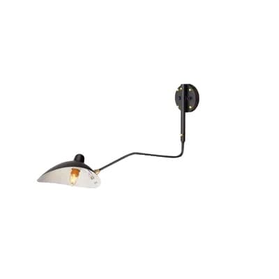 Vägglampa, Väggmonterad, Justerbar Belysning, Knappswitch,Med kontakt, 1Arm 65cm Svart