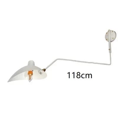 Seinävalaisin, seinään kiinnitettävä, säädettävä valaistus, nuppikytkin,Pistokkeella, 1Arm 118cm Valkoinen