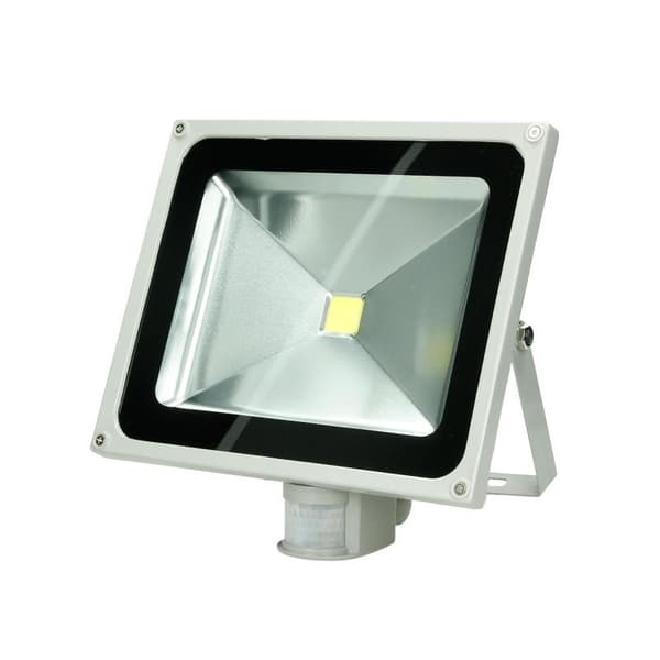 ECD Germany 6 dele LED projektør udendørs 50W med bevægelsesdetektor - 6000K kold hvid - vandtæt IP65 - udendørs sikkerheds lampe - projektør spot