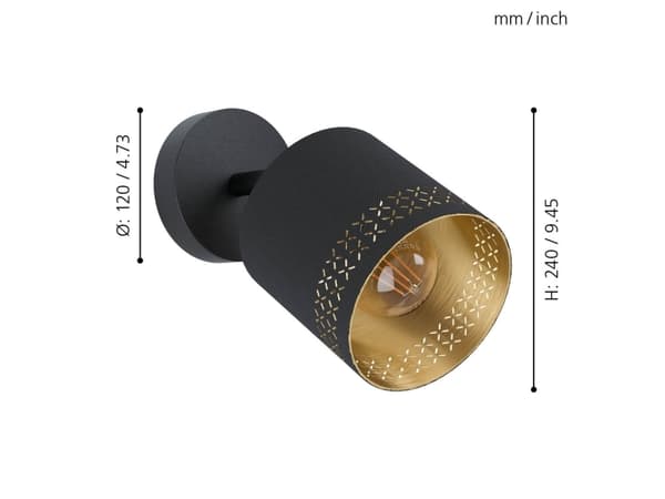 EGLO Esteperra, Pinta-asennettavat spottivalot, E27, 1 lamppu(a), 28 W, 220-240 V, Musta, Kulta