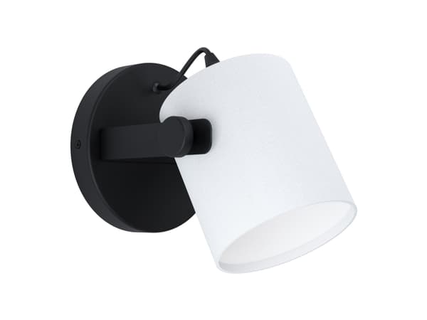 EGLO HORNWOOD 1 wall light, Ytmonterad, 1 lampor, E27, IP20, Svart, Vit Svart, Vit