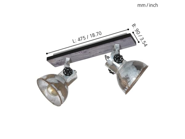 EGLO 49649, Overflateegnet, E27, 2 ampuller, LED, 220-240 V, Sort, Brun