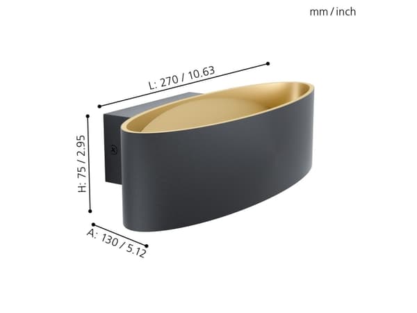EGLO MACCACARI, Overflatebehandlet, 3000 K, IP20, Sort, Gull