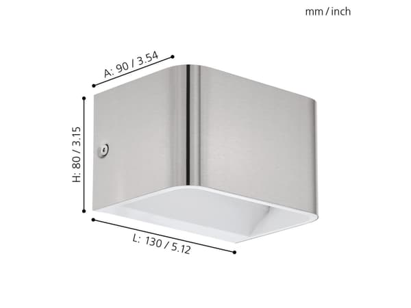 EGLO SANIA 4, Overflatebehandlet, Rektangel, 3000 K, IP20, Nickel