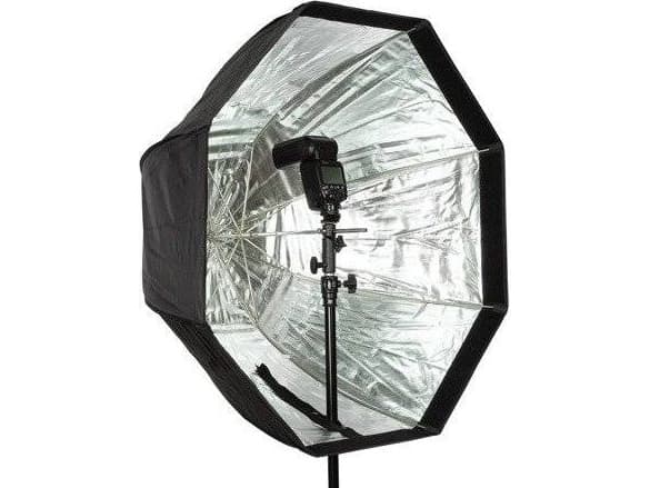 GlareOne 80 cm kahdeksankulmainen sateenvarjo softbox diffuusorilla reportterivaloille
