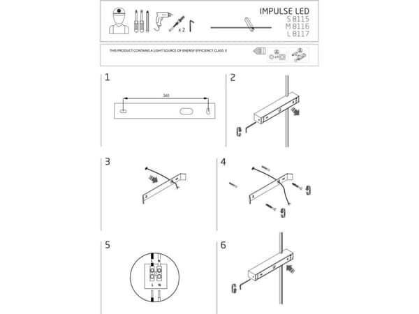 Nowodvorski vägglampa Nowodvorski Impulse 8115 vägglampa 1x5W LED svart