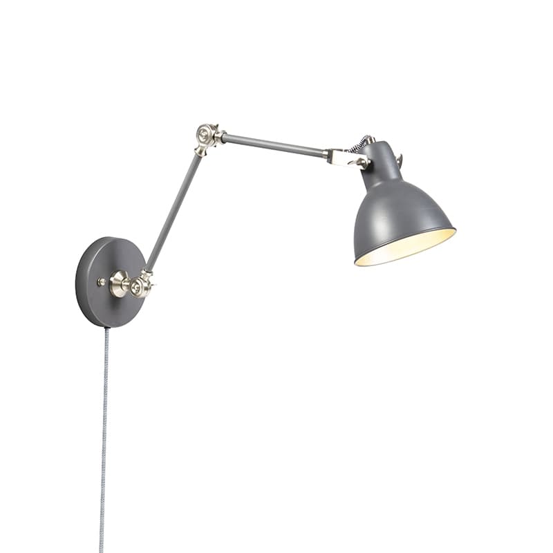 Industriell vägglampa grå justerbar - Dazzle