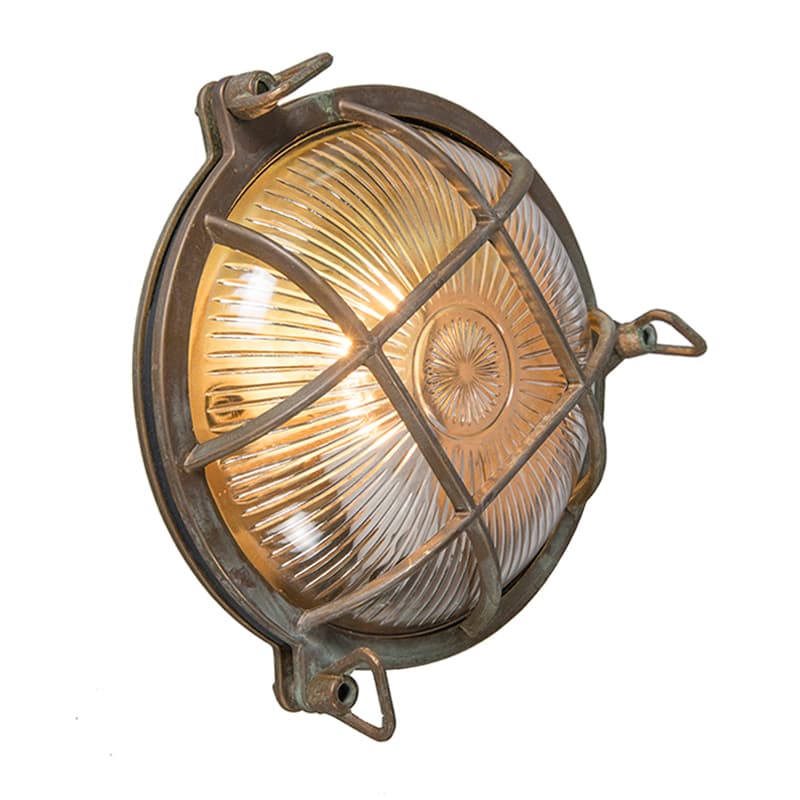 Retro vägglampa brun IP44 - Nautica rund