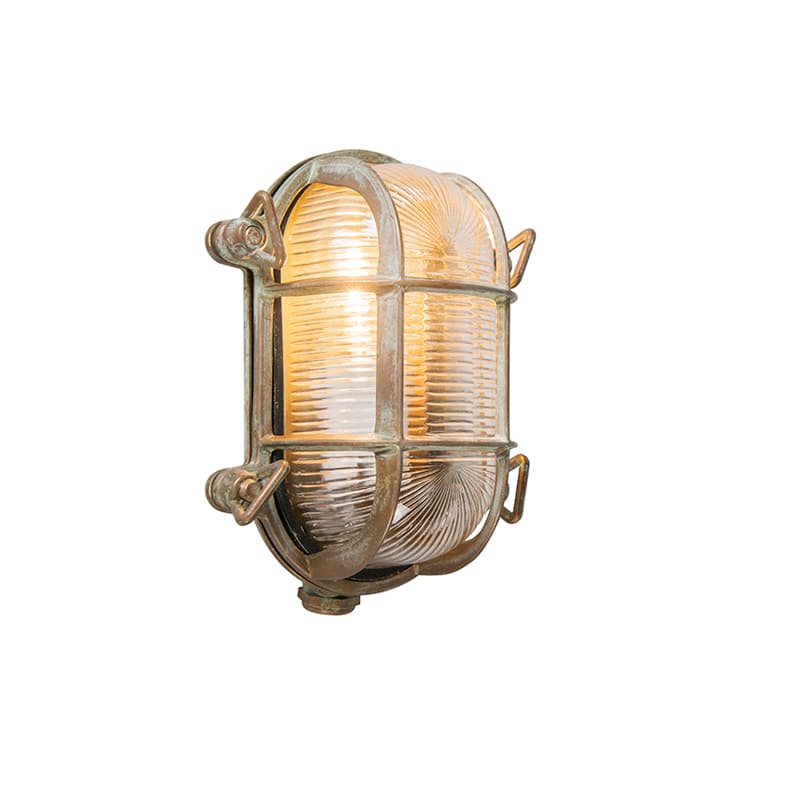 Retro vägglampa brun 18 cm IP44 - Nautica 2 oval