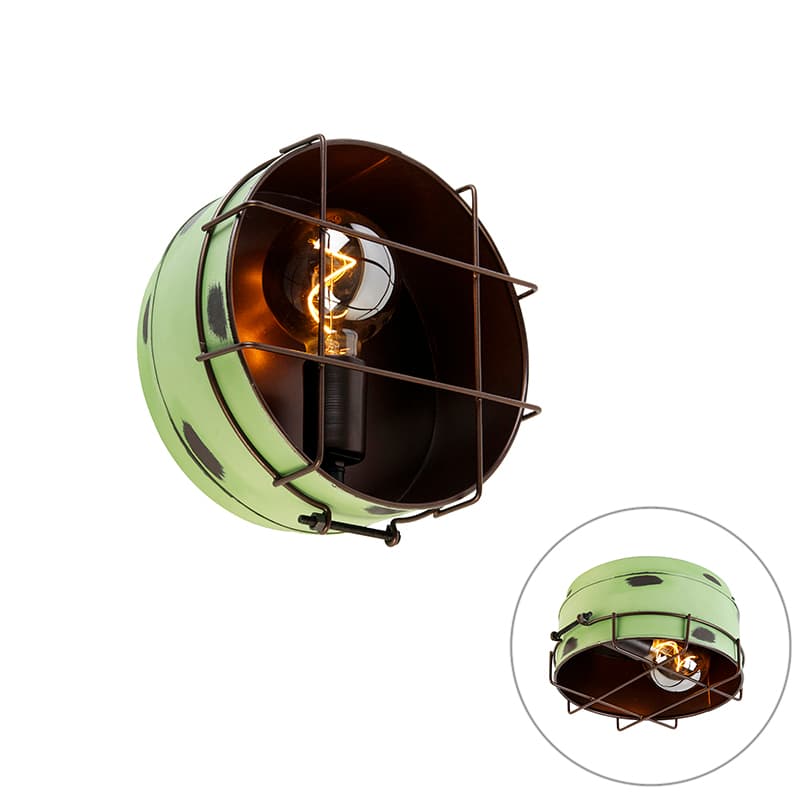 Industriell vägglampa grön 25 cm - Barril