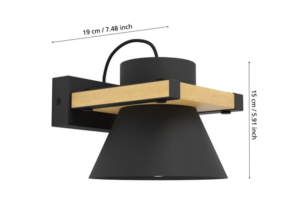EGLO MACCLES VÆG E27 SORT/NATUR FSC