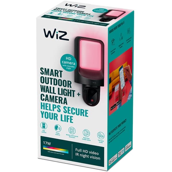 WiZ WiFi Smart vegglampe utendørs med innebygd kamera