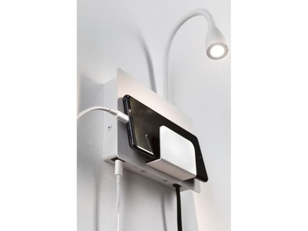 Kinkiet Paulmann Oprawa ścienna HALINA LED 2,4W 200lm 2700K USB-C 230V biły matte /metall