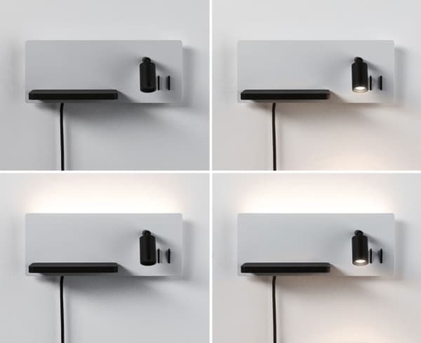 Seinävalaisin Paulmann SERRA LED DIM USB-C LEFT 650/200lm 2700K 230V valkoinen / musta