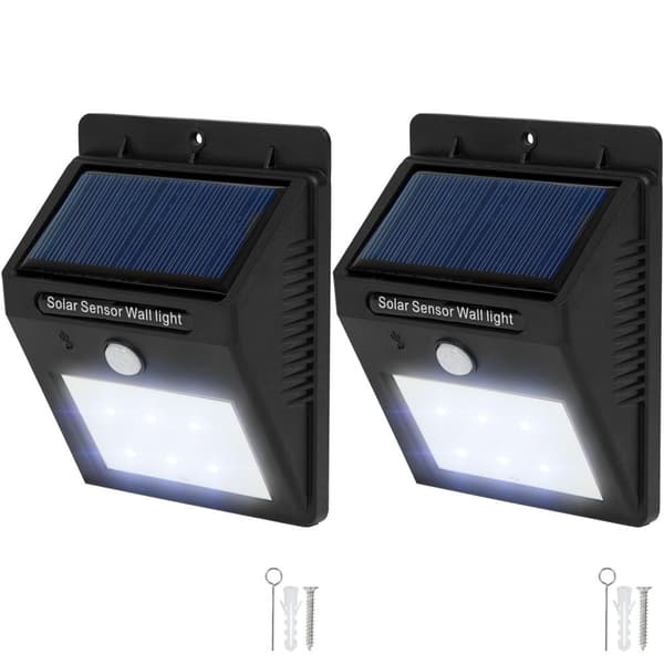 2 LED Solar vägglampor med rörelsedetektor - svart