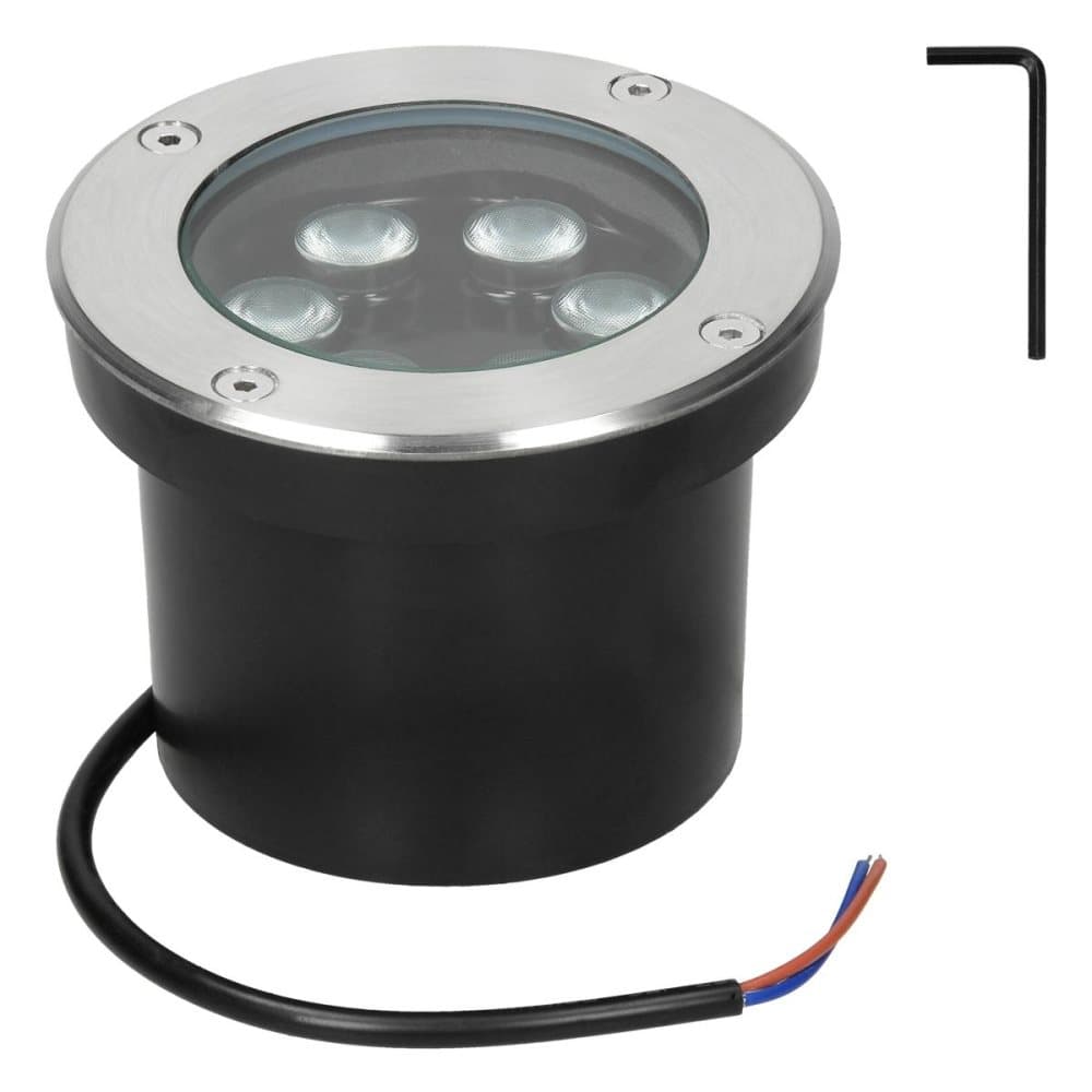 ECD: Germany 4-pack LED Ground Light 5W - Lämmin valkoinen 3000K - 230 - pyöreä - teräs - IP67 - Ulkoilma Puutarha - lattiavalaisin jalkalamppu