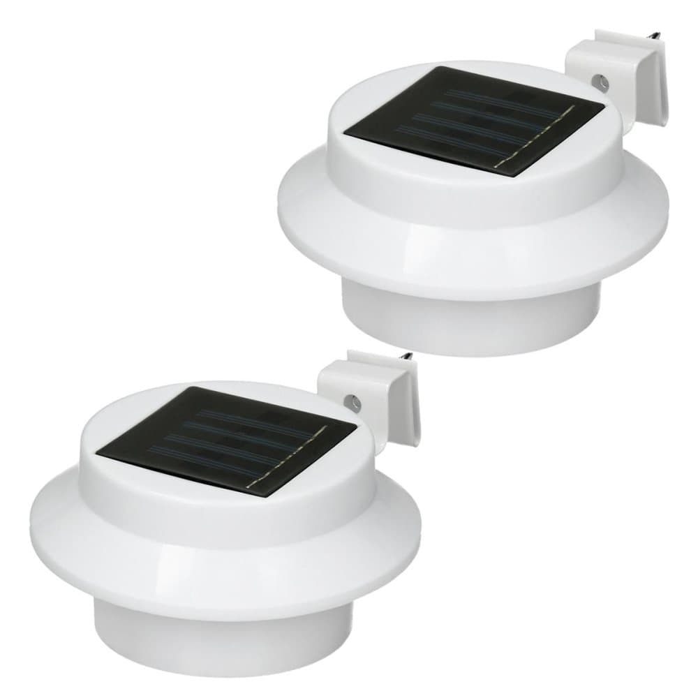 ECD Germany sæt med 2 LED solrendelamper 3LEDs kold hvid - hvid - IP44 - til udvendig - tagrendelampe tagrendebelysning tagrender solcellelamper