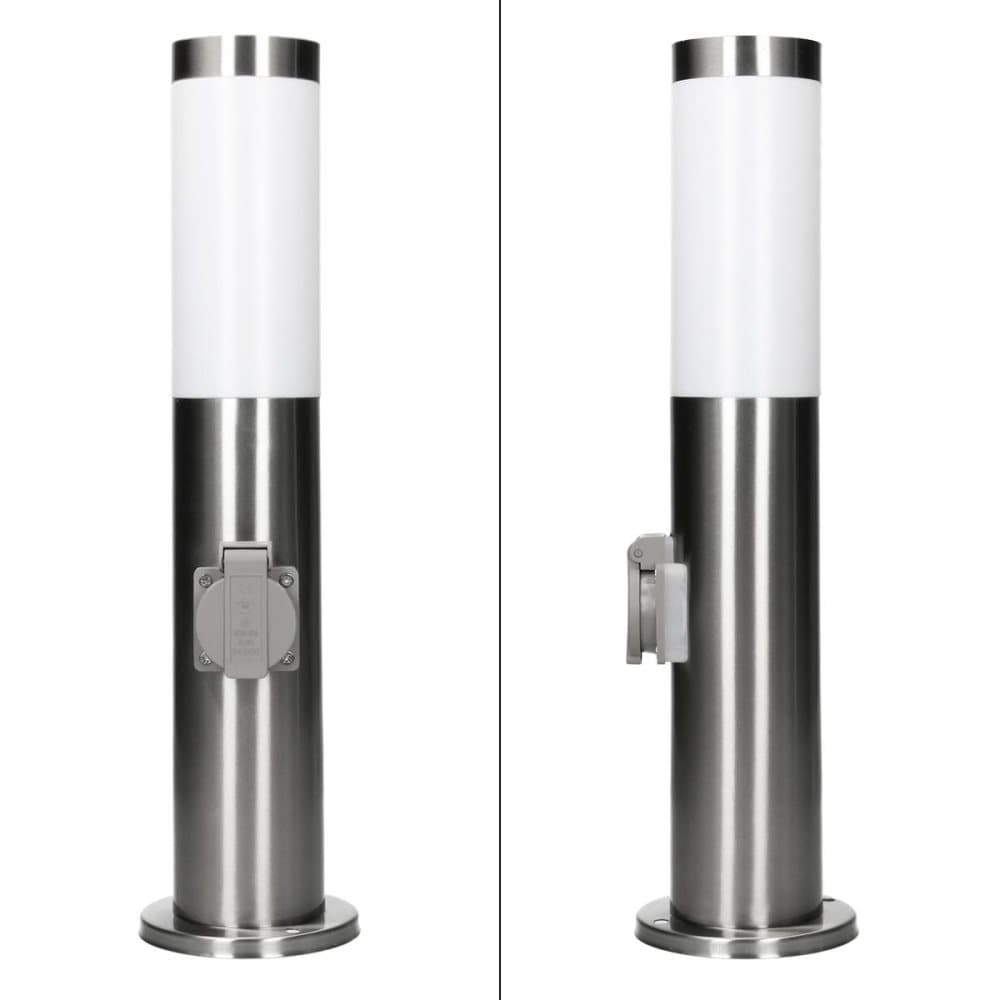 ECD Germany utomhuslampa 45 cm med 1 uttag - trädgårdslampa utomhus med E27-uttag - tillverkad av rostfritt stål - IP44 - utomhuslampa väglampa