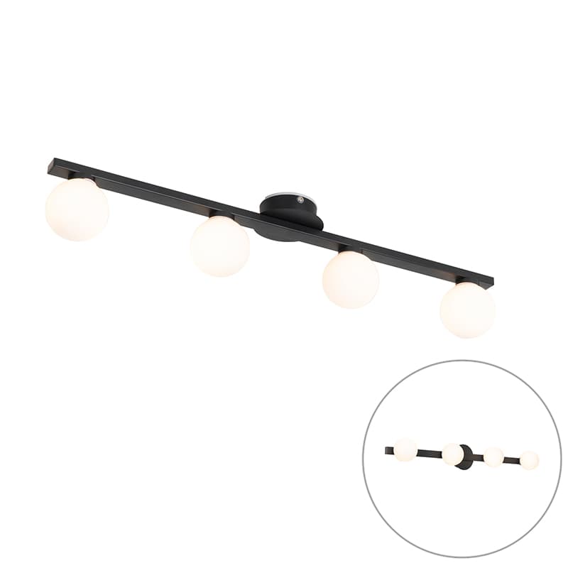 Modern taklampa svart IP44 4-ljus - Cederic