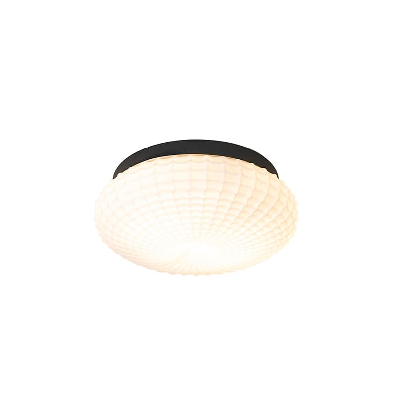 Klassisk taklampa svart med opalglas 30 cm IP44 - Nohmi