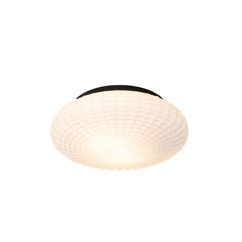 Klassisk taklampa svart med opalglas 35 cm IP44 - Nohmi