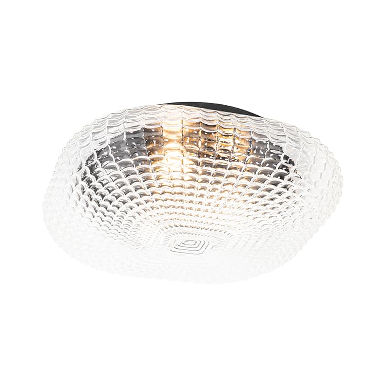 Klassisk taklampa svart med klarglas 40 cm IP44 - Damian