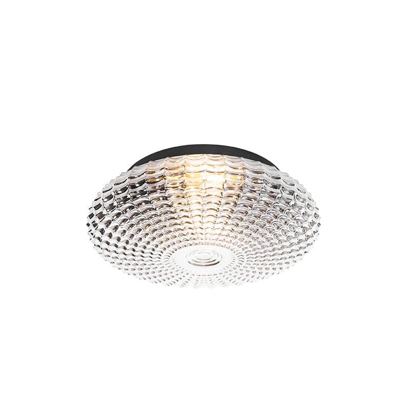 Klassisk taklampa svart med rökglas 35 cm IP44 - Nohmi