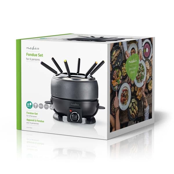 Nedis fondue Set | 6 Personer | 2.3 l | Justerbar temperaturkontroll | 800 W | Kjølige berøringshåndtak | Anti skli bunn | Overopphetings vern