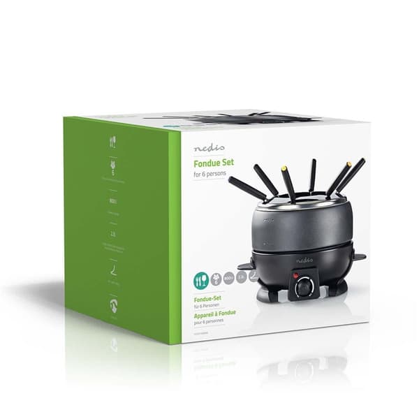 Nedis fondue Set | 6 Personer | 2.3 l | Justerbar temperaturkontroll | 800 W | Kjølige berøringshåndtak | Anti skli bunn | Overopphetings vern