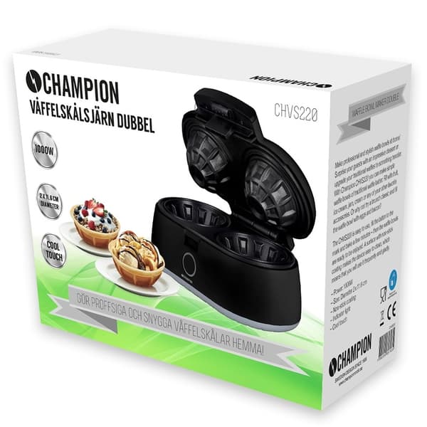 Champion Vaffeljern Double 1000W VS220 Svart