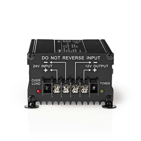 Nedis Strøm Converter | Bil Drevet | 24 V DC | 12 V DC | 120 W | Skru Terminal | Equalizer med sikring | Sort