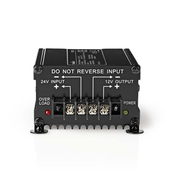Nedis Strøm Converter | Bil Drevet | 24 V DC | 12 V DC | 120 W | Skru Terminal | Equalizer med sikring | Sort