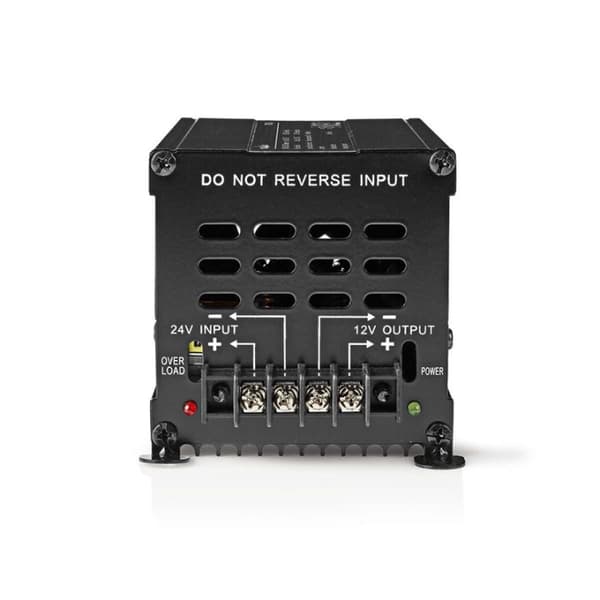 Nedis Ström omvandlare | Bildriven | 24 V DC | 12 V DC | 240 W | Skruvterminal | Utrustad med en säkring | Svart Svart