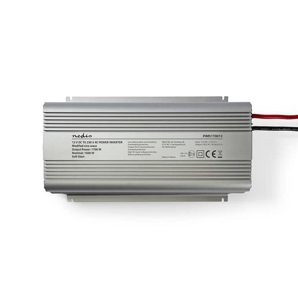 Nedis Invertteri Muunnettu Siniaalto | Tulojännite: 12 V DC | Laitteen lähtövirran liittimet: Type F (CEE 7/3) | 230 V AC 50 Hz | 1700 W | Lähtöliitän