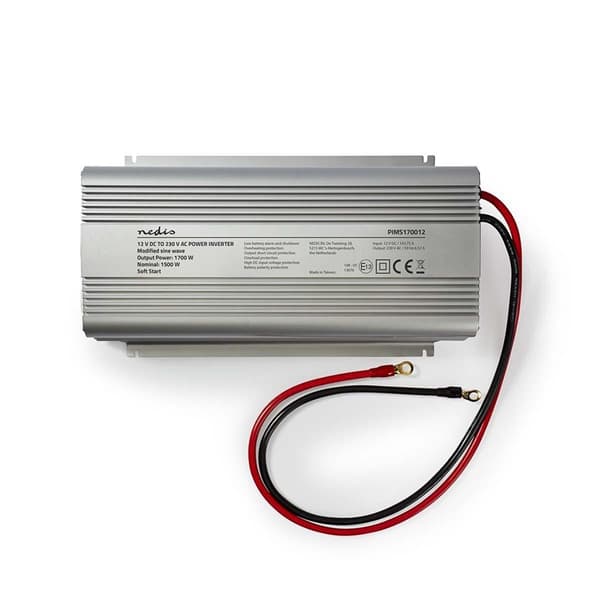 Nedis Invertteri Muunnettu Siniaalto | Tulojännite: 12 V DC | Laitteen lähtövirran liittimet: Type F (CEE 7/3) | 230 V AC 50 Hz | 1700 W | Lähtöliitän