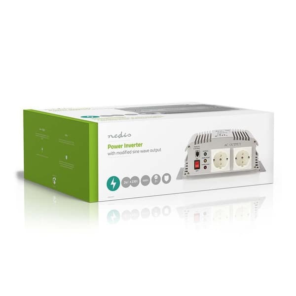 Nedis Invertteri Muunnettu Siniaalto | Tulojännite: 24 V DC | Laitteen lähtövirran liittimet: Type F (CEE 7/3) | 230 V AC 50 Hz | 1000 W | Lähtöliitän