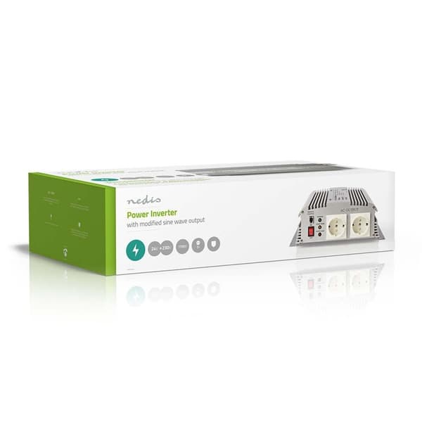 Nedis Power Inverter Modifisert sinusbølge | Inngangsspenning: 24 V DC | Enhetens strømuttak: Type F (CEE 7/3) | 230 V AC 50 Hz | 1700 W | Topp effekt