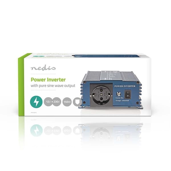 Nedis Invertteri Puhdas Siniaalto | Tulojännite: 12 V DC | Laitteen lähtövirran liittimet: Type F (CEE 7/3) | 230 V AC 50 Hz | 150 W | Lähtöliitännän