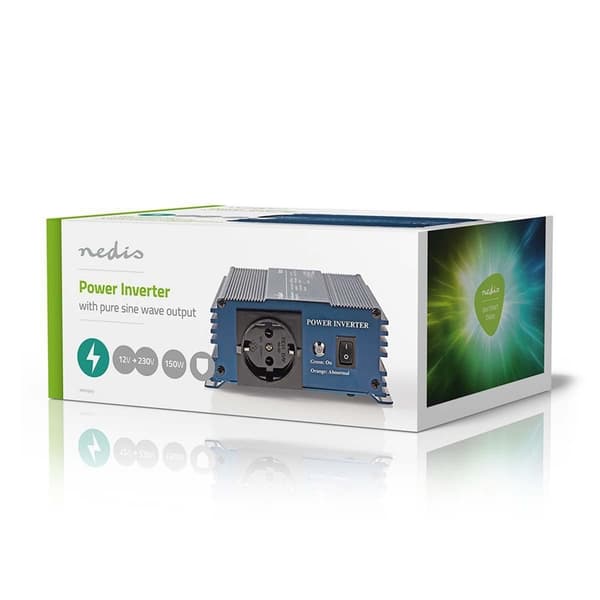 Nedis Invertteri Puhdas Siniaalto | Tulojännite: 12 V DC | Laitteen lähtövirran liittimet: Type F (CEE 7/3) | 230 V AC 50 Hz | 150 W | Lähtöliitännän