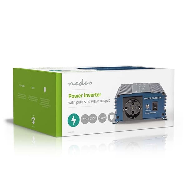 Nedis Invertteri Puhdas Siniaalto | Tulojännite: 12 V DC | Laitteen lähtövirran liittimet: Type F (CEE 7/3) | 230 V AC 50 Hz | 150 W | Lähtöliitännän