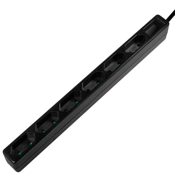 LogiLink Grenuttag Slim Euro 6vägs 1,5m Svart
