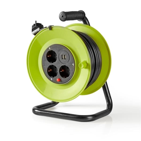 Nedis kabeltromle | Stikprop med sidebens jord | 25.0 m | 3000 W | 16 A | Slags jordforbindelse: Sidekontakter | 230 V AC 50/60 Hz | Kontakt Vinkel: 9