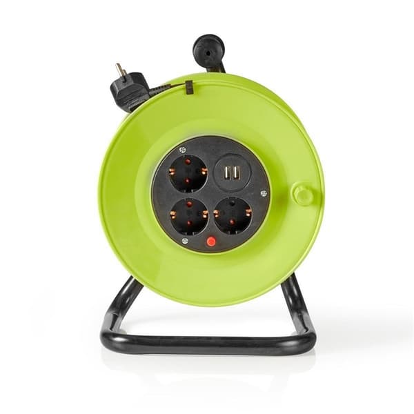 Nedis kabeltromle | Stikprop med sidebens jord | 25.0 m | 3000 W | 16 A | Slags jordforbindelse: Sidekontakter | 230 V AC 50/60 Hz | Kontakt Vinkel: 9
