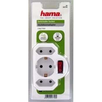 HAMA 3-Vejs Stikdåse  m/Afbryder Hvid