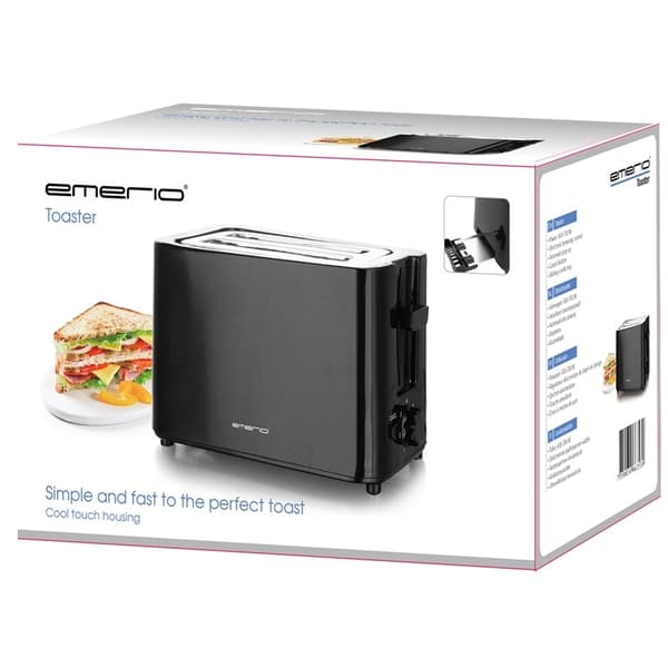 Emerio Brødrister 2 plater 700Watt Svart