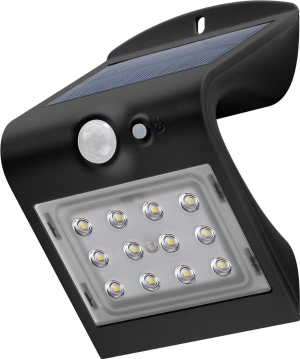 Goobay LED soldriven vägglampa med rörelsedetektor, 1,5 W neutral vit belysning för husingångar, garageportar och trappor