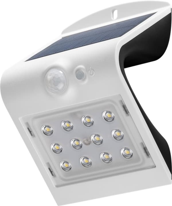 Goobay LED-solcellelampe med bevegelsesdetektor, 1,5 W nøytralt hvitt lys for inngangspartier, garasjeporter og trapper Hvit