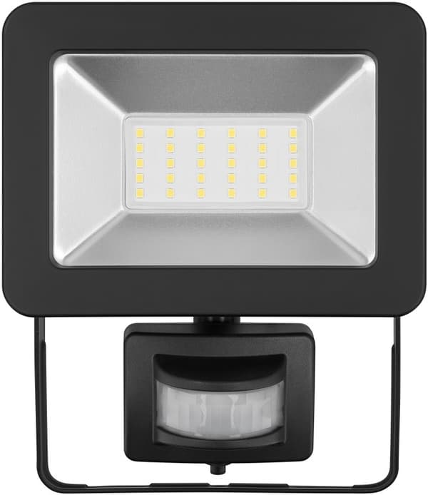Goobay LED udendørs projektør, 30 W, med bevægelsesdetektor med 2550 lm, neutralt hvidt lys (4000 K), PIR-sensor med ON/OFF-funktion og M16 kabelforsk