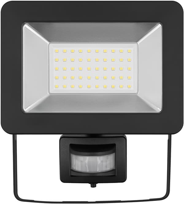 Goobay LED-strålkastare för utomhusbruk, 50 W, med rörelsedetektor med 4250 lm, neutralt vitt ljus (4000 K), PIR-sensor med ON/OFF-funktion och M16 ka