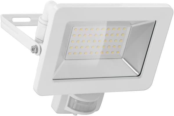 Goobay Utendørs LED-lyskaster, 50 W, med bevegelsesdetektor med 4250 lm, nøytralt hvitt lys (4000 K), PIR-sensor med PÅ/AV-funksjon og M16-kabelgjenno